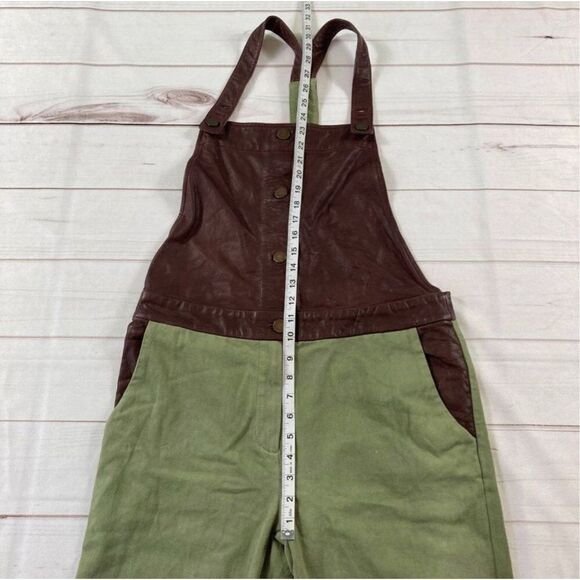 What Goes Around Comes Around Womens Green Tempest Straight Leg Overalls Medium - Picture 9 of 14